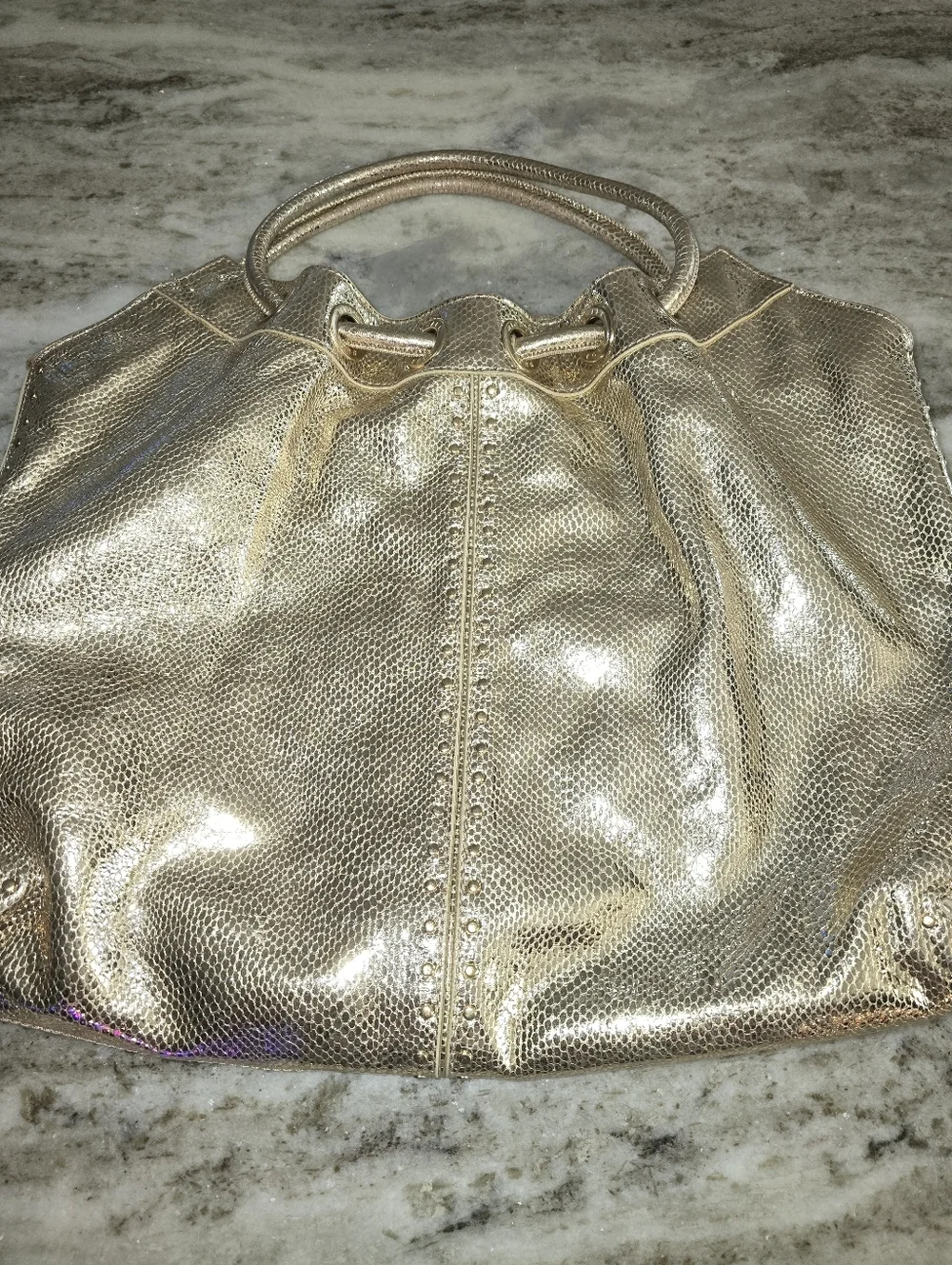MK Metallic Gold Large Astor Tote Bag